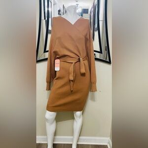 HYFVE Tan Wrap Dress with Belt